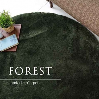 Круглый тёмно зелёный ковёр JumKids Sweet Forest c высоким ворсом
